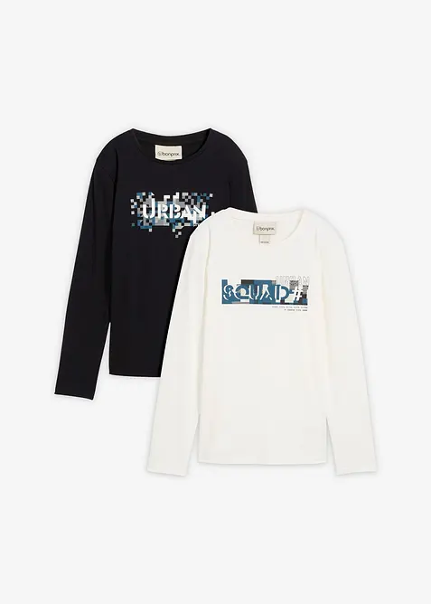 Maglia a maniche lunghe in puro cotone (pacco da 2), bonprix