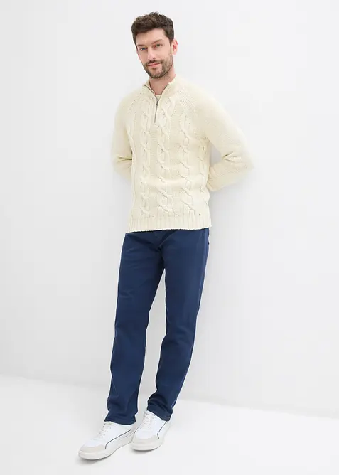 Pantaloni termici elasticizzati con fodera in flanella straight, regular fit, bonprix