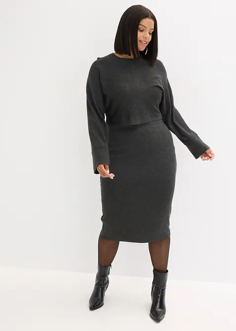 Abito in maglia e maglione abbinato (set 2 pezzi), bonprix