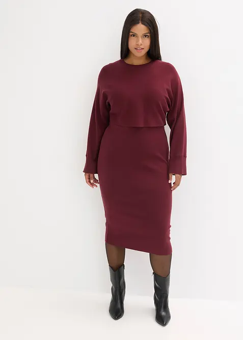 Abito in maglia e maglione abbinato (set 2 pezzi), bonprix