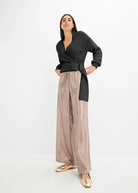 Maglione incrociato con accessorio, bonprix