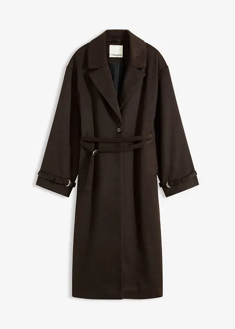 Cappotto con cintura e motivo a spina di pesce, bonprix