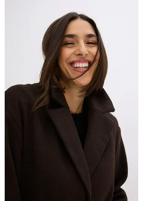 Cappotto con cintura e motivo a spina di pesce, bonprix