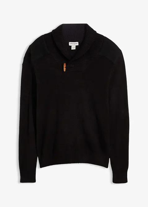 Maglione in filato fine con collo a scialle, bonprix