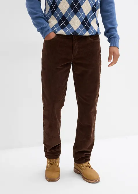 Pantaloni termici in velluto a coste con fodera in flanella relaxed fit, straight, bonprix