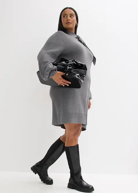 Abito in maglia con fiocco in misto viscosa morbido, bonprix