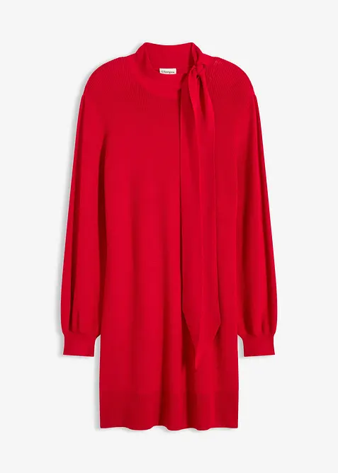 Abito in maglia con fiocco in misto viscosa morbido, bonprix