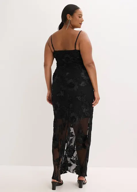 Abito lungo con ricami floreali, bonprix