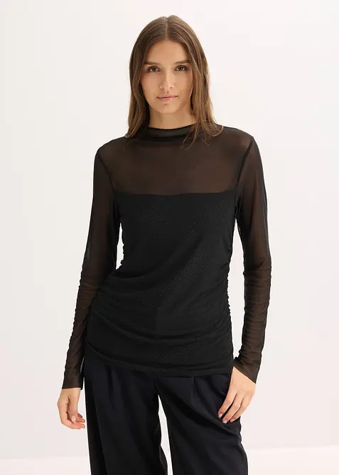 Maglia a maniche lunghe in mesh delicato, bonprix
