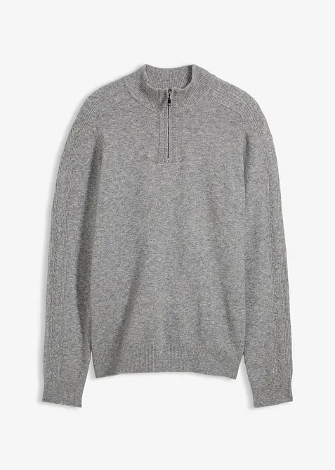 Maglione con collo alto e zip in misto lana, bonprix
