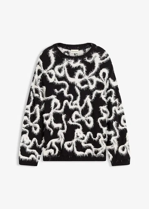 Maglione jacquard in misto viscosa morbido, bonprix