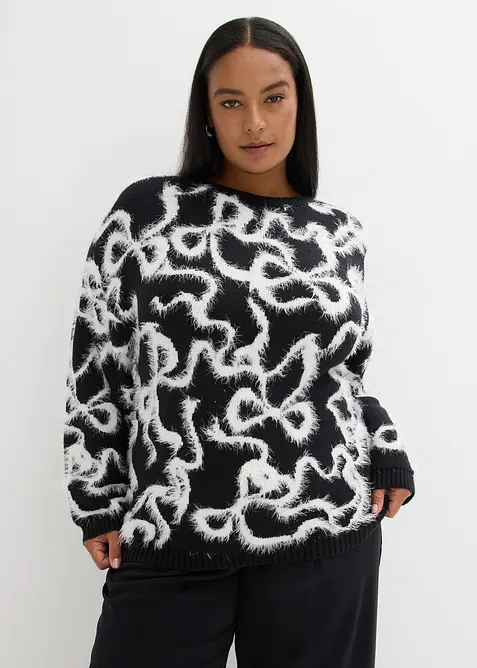 Maglione jacquard in misto viscosa morbido, bonprix