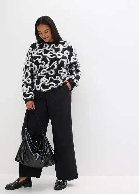 Maglione jacquard in misto viscosa morbido, bonprix