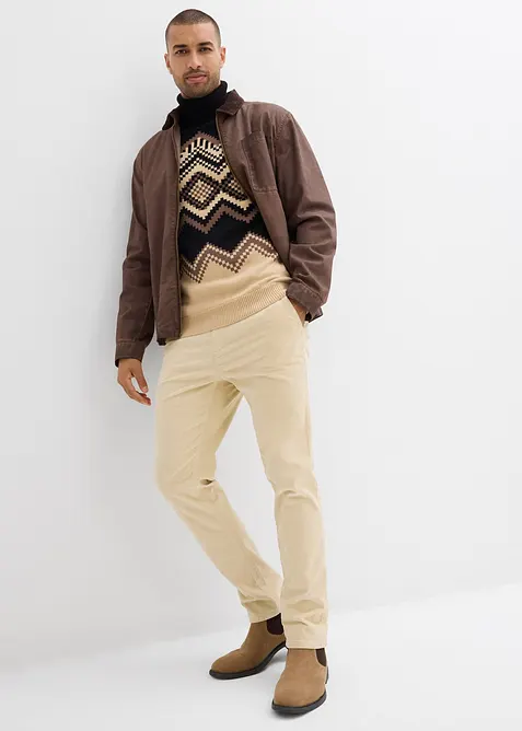 Maglione a collo alto in morbido misto cotone con fantasia ikat., bonprix