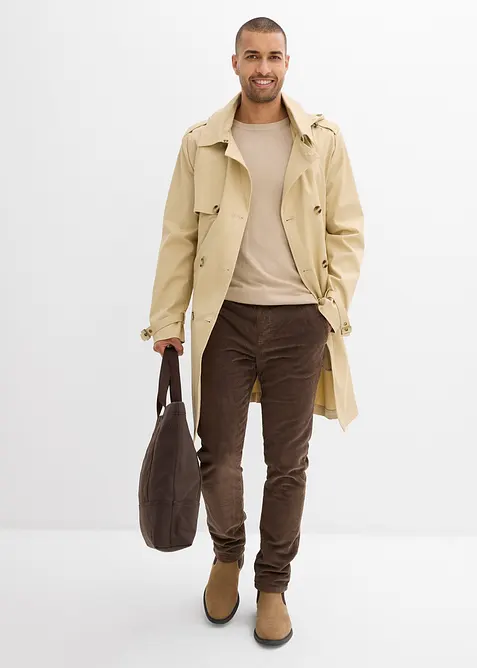 Pantaloni termici in velluto a coste con elastico in vita e fodera in flanella regular fit, straight, bonprix