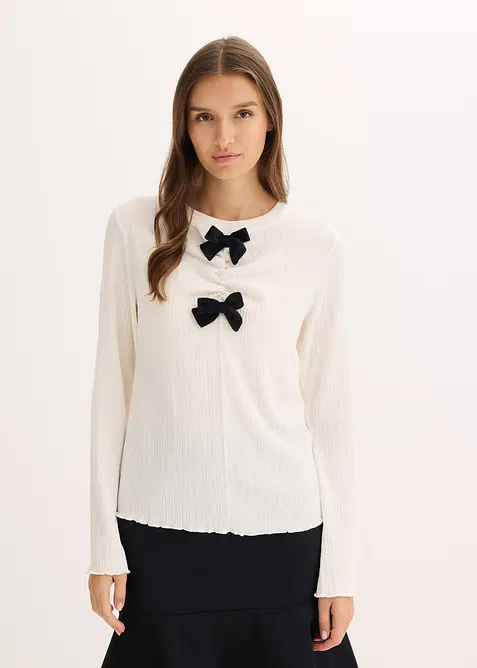 Maglia a maniche lunghe in cr&ecirc;pe operato, bonprix