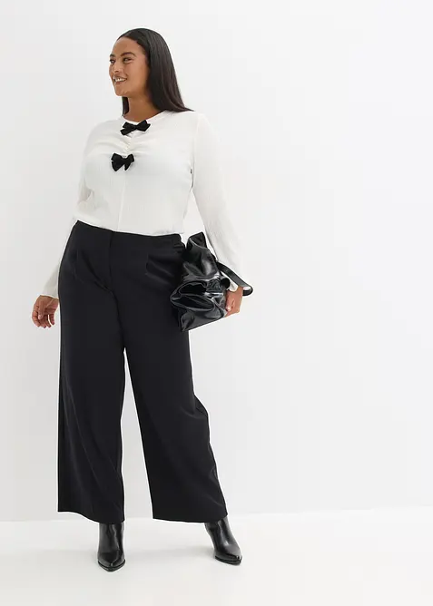 Maglia a maniche lunghe in cr&ecirc;pe operato, bonprix