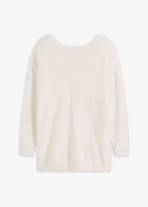 Maglione lungo in filato piumato morbido, bonprix