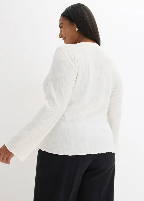 Maglia a maniche lunghe in cr&ecirc;pe operato, bonprix