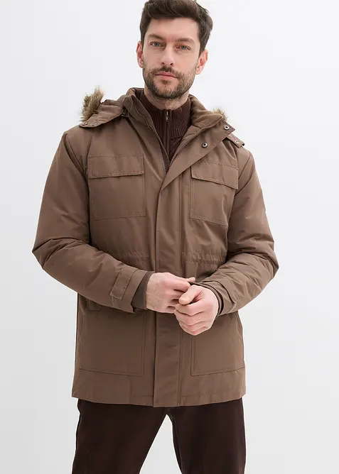 Parka imbottito e foderato in pile con cappuccio staccabile, bonprix