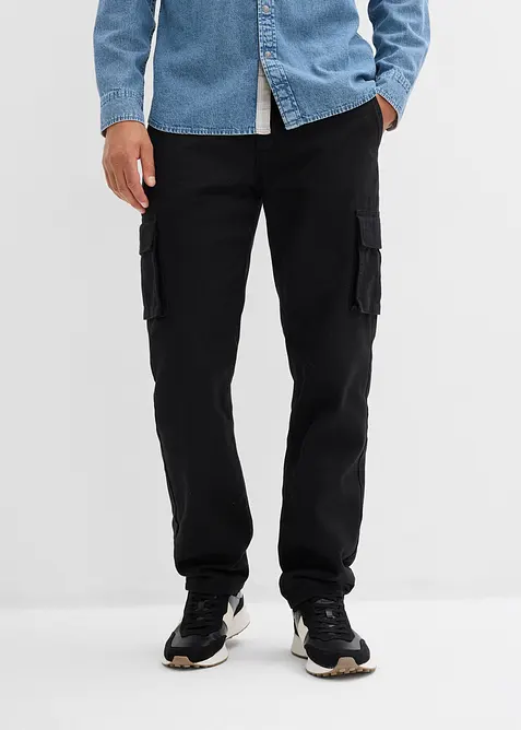 Pantaloni cargo termici con fodera in flanella e vestibilità comoda, straight, bonprix