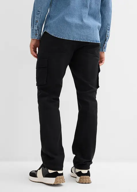 Pantaloni cargo termici con fodera in flanella e vestibilità comoda, straight, bonprix