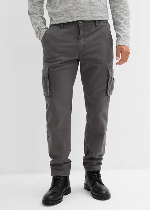 Pantaloni cargo termici con fodera in flanella e vestibilit&agrave; comoda, straight, bonprix