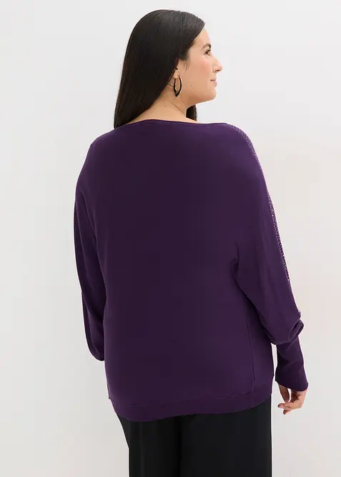 Maglione in filato fine con applicazione di strass, bonprix