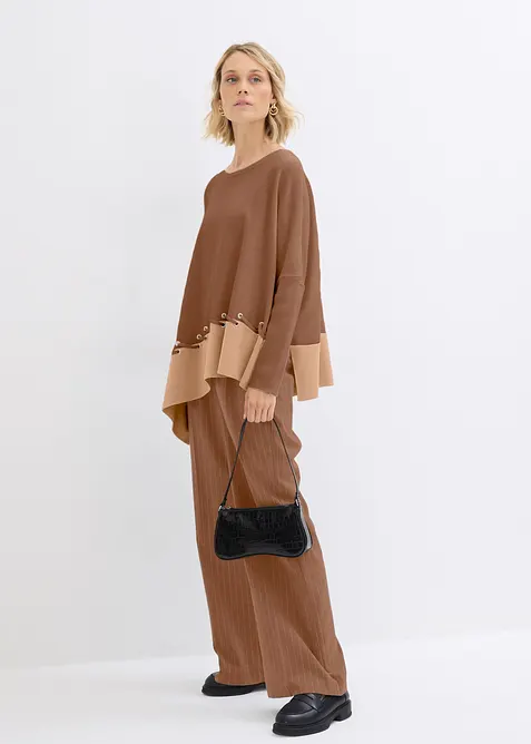 Maglione poncho in filato fine, bonprix