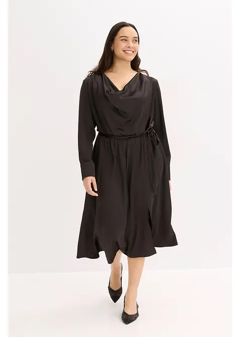 Abito midi in satin lucido, bonprix