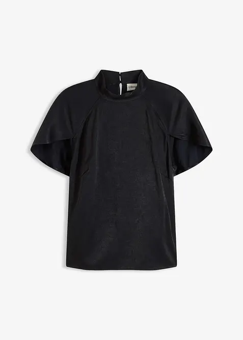Blusa elegante a maniche corte in satin lucido, bonprix