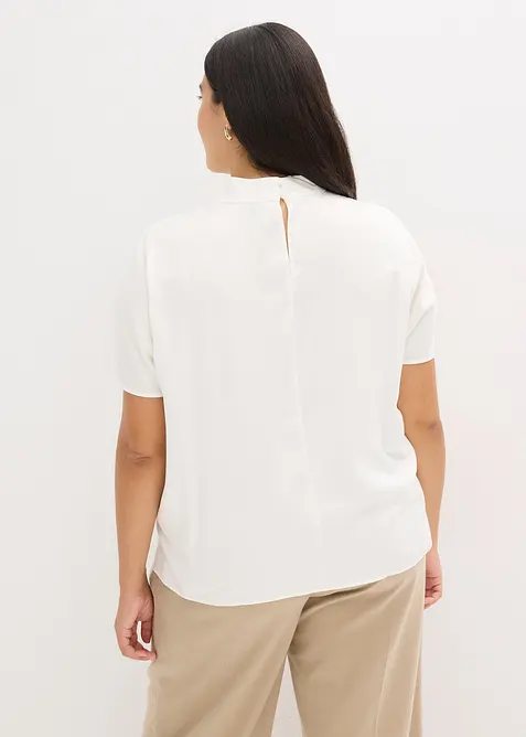 Blusa elegante a maniche corte in satin lucido, bonprix