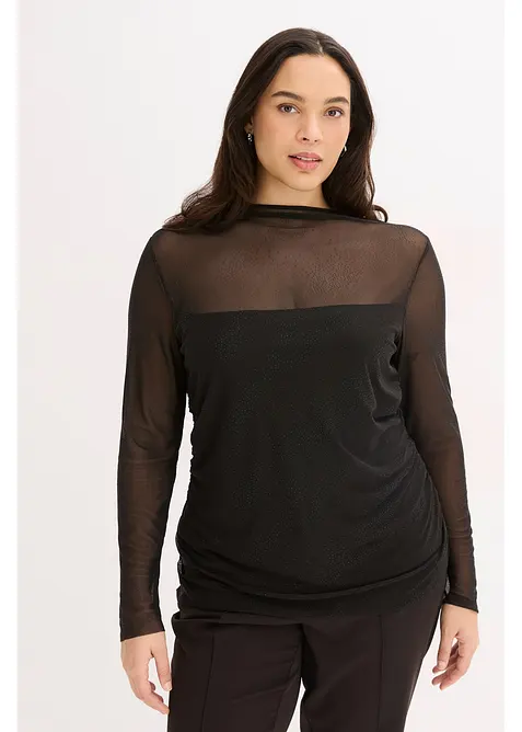 Maglia a maniche lunghe in mesh delicato, bonprix