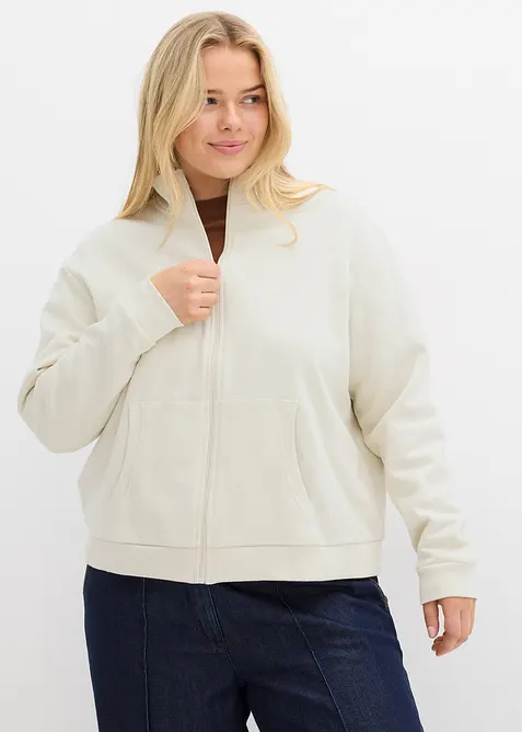 Felpa con zip in puro cotone biologico, bonprix