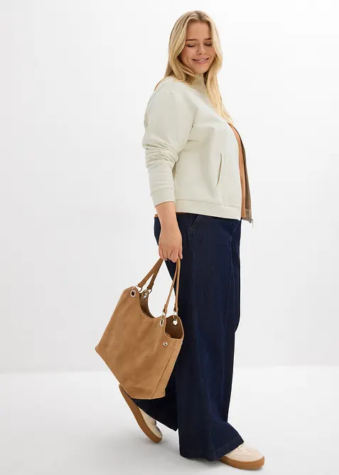 Felpa con zip in puro cotone biologico, bonprix