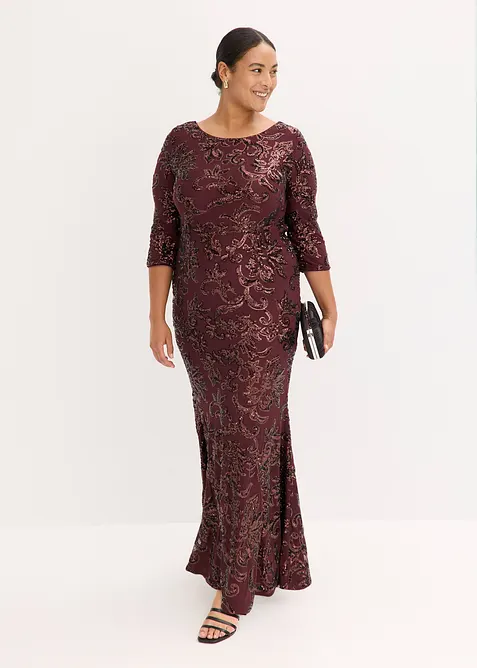 Abito con paillettes e scollatura sulla schiena, bonprix