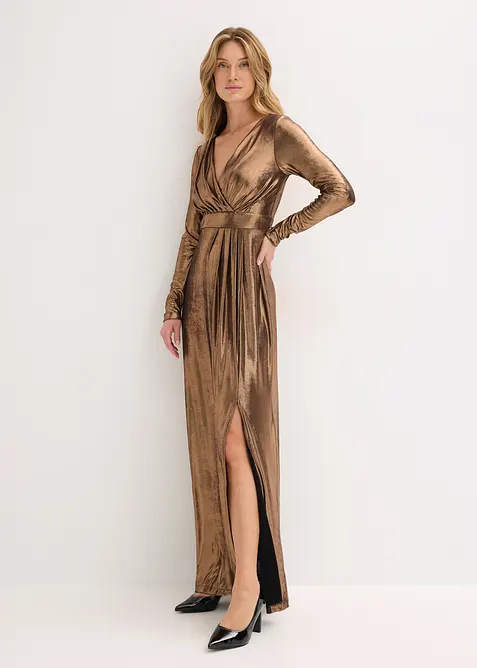 Abito lungo in fine jersey metallizzato, bonprix