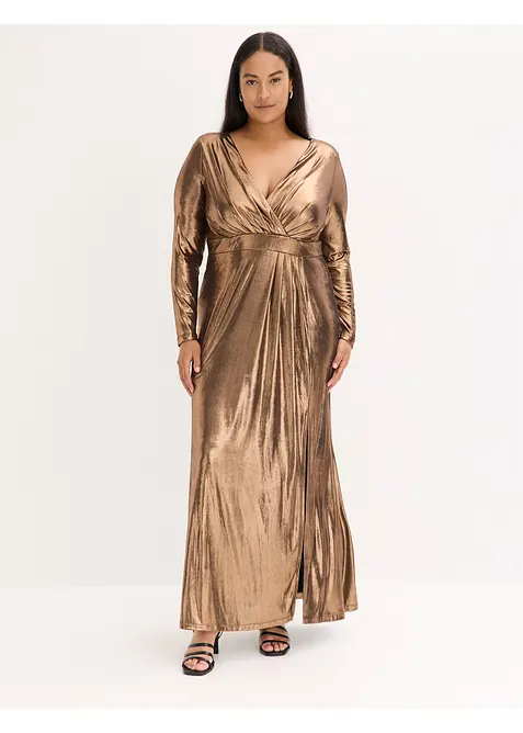 Abito lungo in fine jersey metallizzato, bonprix