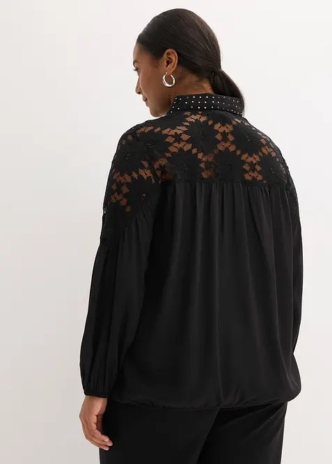 Blusa con colletto e pizzo, bonprix