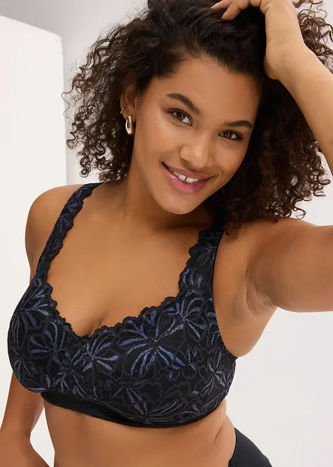 Reggiseno contenitivo senza ferretto con filato glitterato multicolore, bonprix