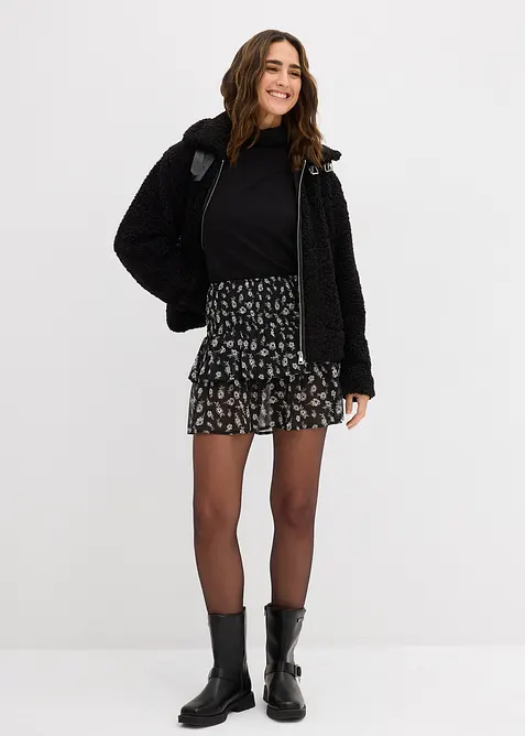 Gonna a balze in crinkle operato, bonprix