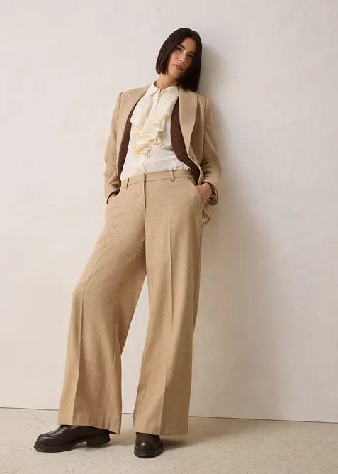 Pantaloni in misto lana con struttura a spina di pesce, bonprix