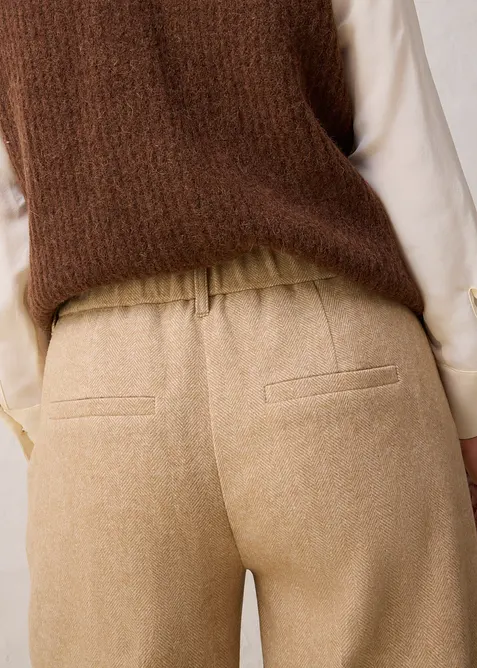 Pantaloni in misto lana con struttura a spina di pesce, bonprix