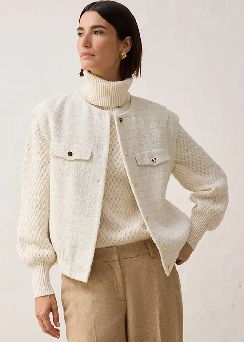 Blazer smanicato con percentuale di lana, bonprix