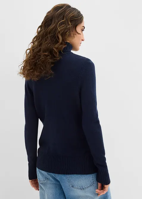 Maglione basic a collo alto in filato fine, bonprix