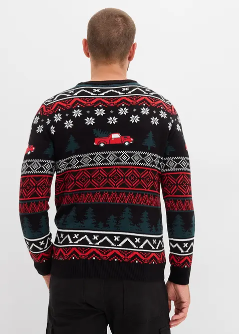 Maglione in filato fine con motivo natalizio, bonprix