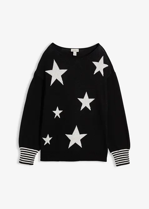 Maglione jacquard con stelle, bonprix