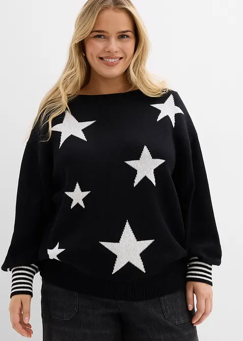 Maglione jacquard con stelle, bonprix