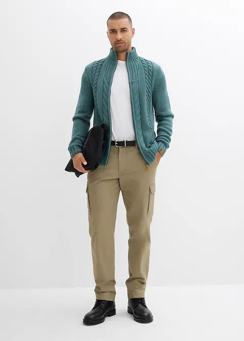 Cardigan in filato grosso con motivo a trecce, bonprix