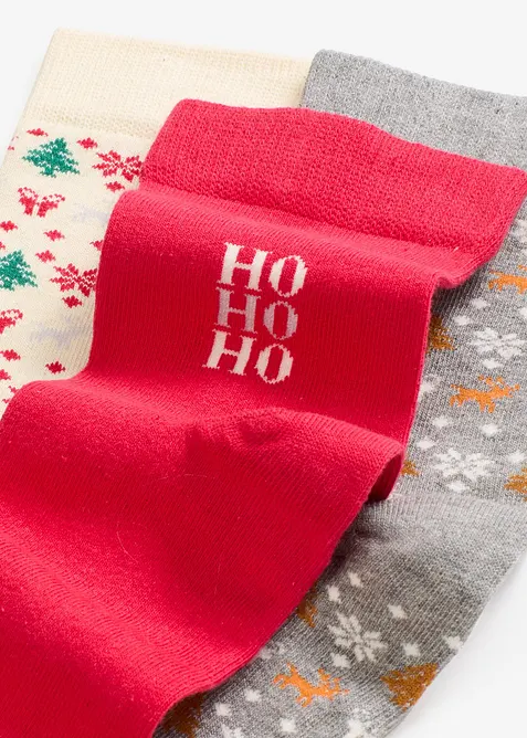 Calzini natalizi con cotone biologico (pacco da 3), bonprix